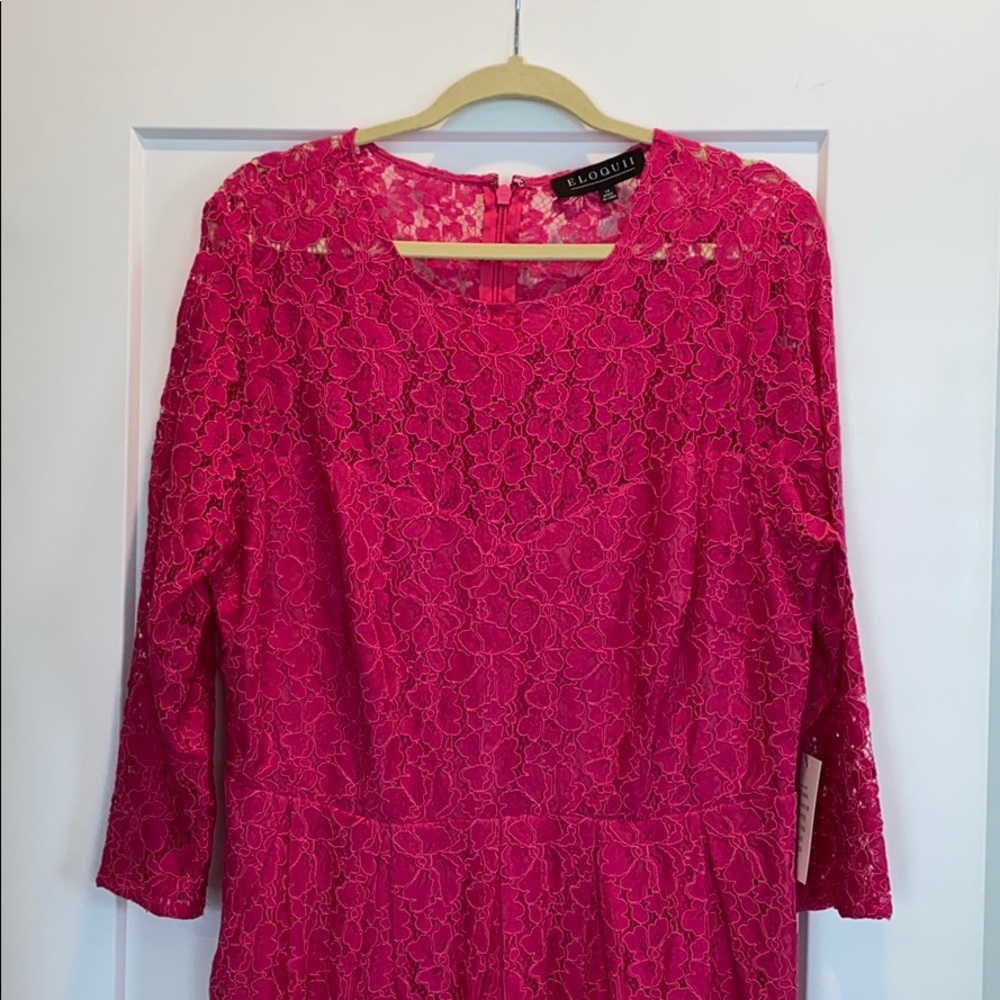 PRICE DROP ⬇️BNWT Eloquii Pink Lace FitFlare Dress